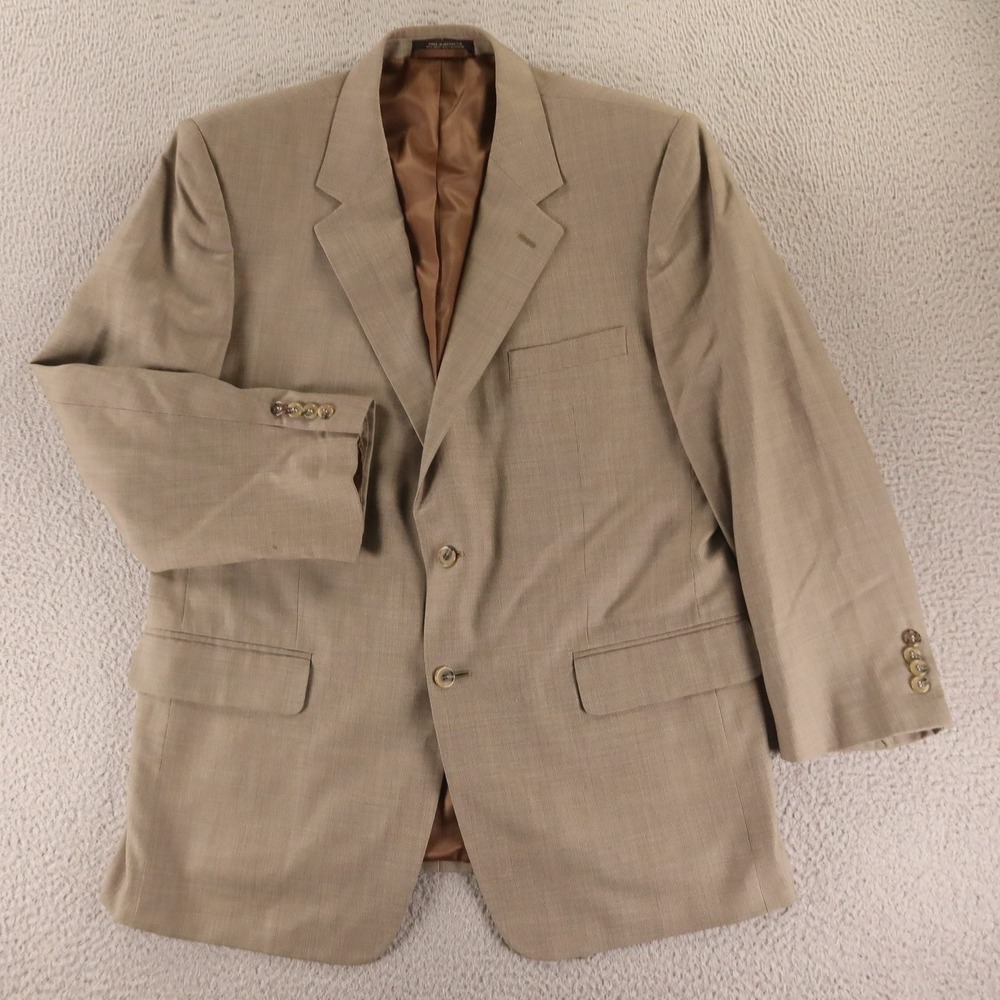 VTG Dario di Napoli Jacket 43R L Beige Nailshead Wool Cashmere Blazer